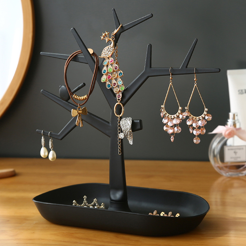 Bird tree ornaments jewelry storage box earrings nails display shelf ornaments tree porch key women's home organizer table details Picture