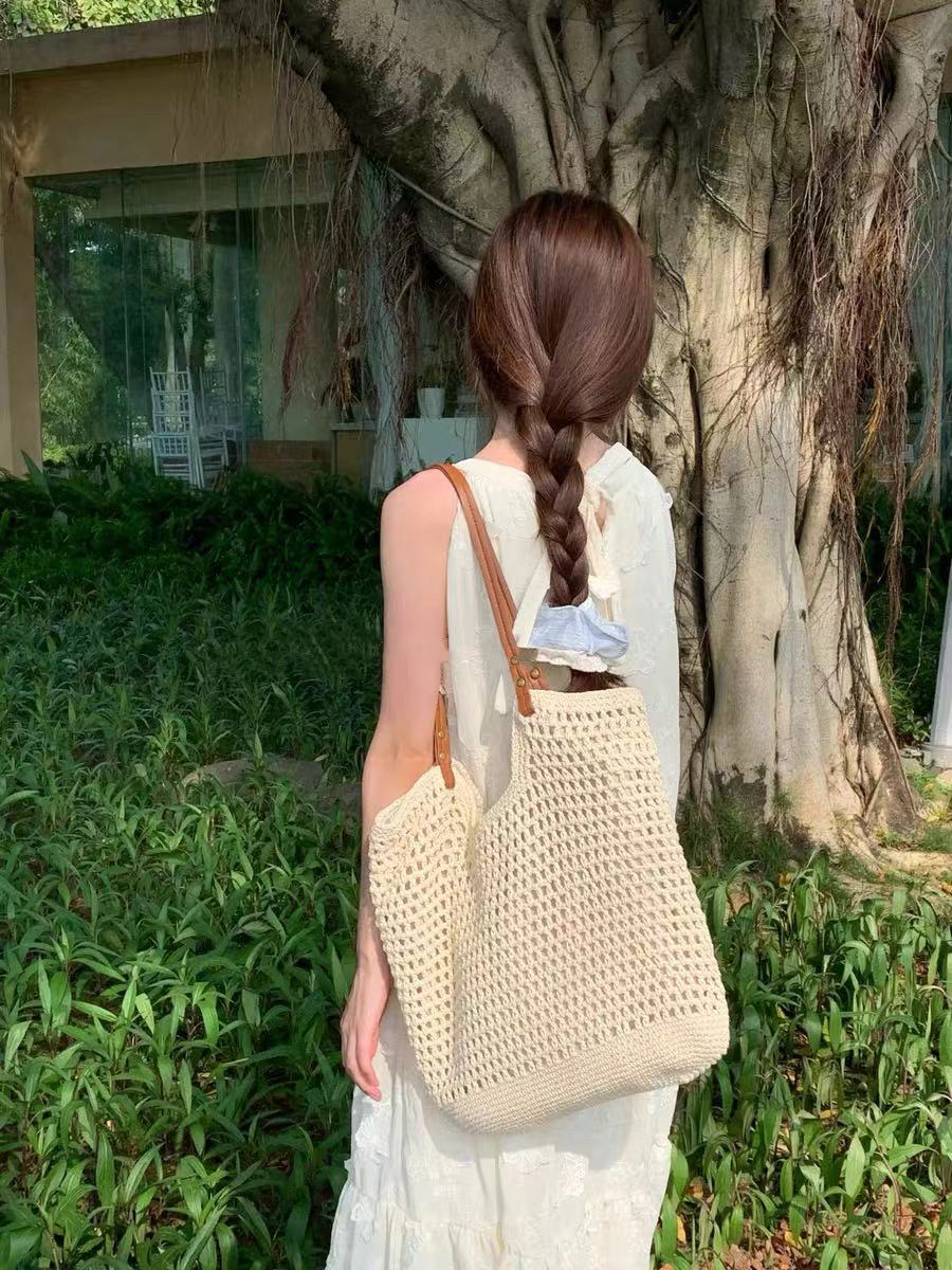Summer versatile single-shoulder bags, trendy and fresh woven bags, seaside vacation beach bags, large-capacity travel bags details Picture