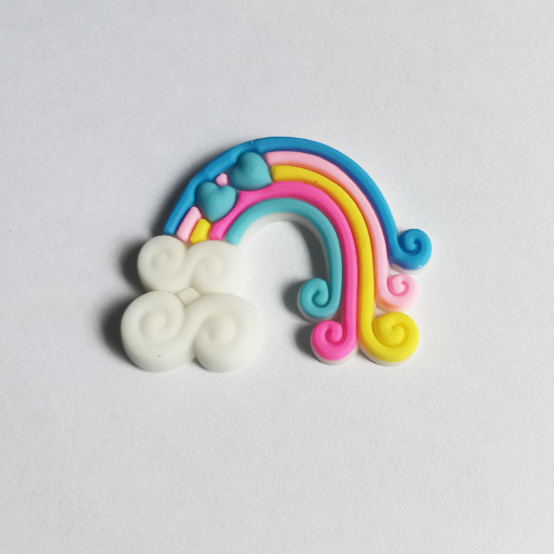Diy Cartoon Rainbow Clouds Handmade Hairpin Hair Accessories Mobile Phone Shell Beauty Pvc Soft Patch Accessories Application Scenario