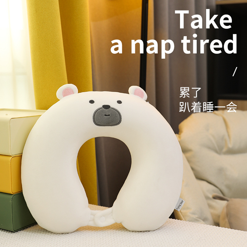 卡通熊记忆棉填充u型枕可爱旅行颈椎靠枕午睡神器颈椎枕护颈枕