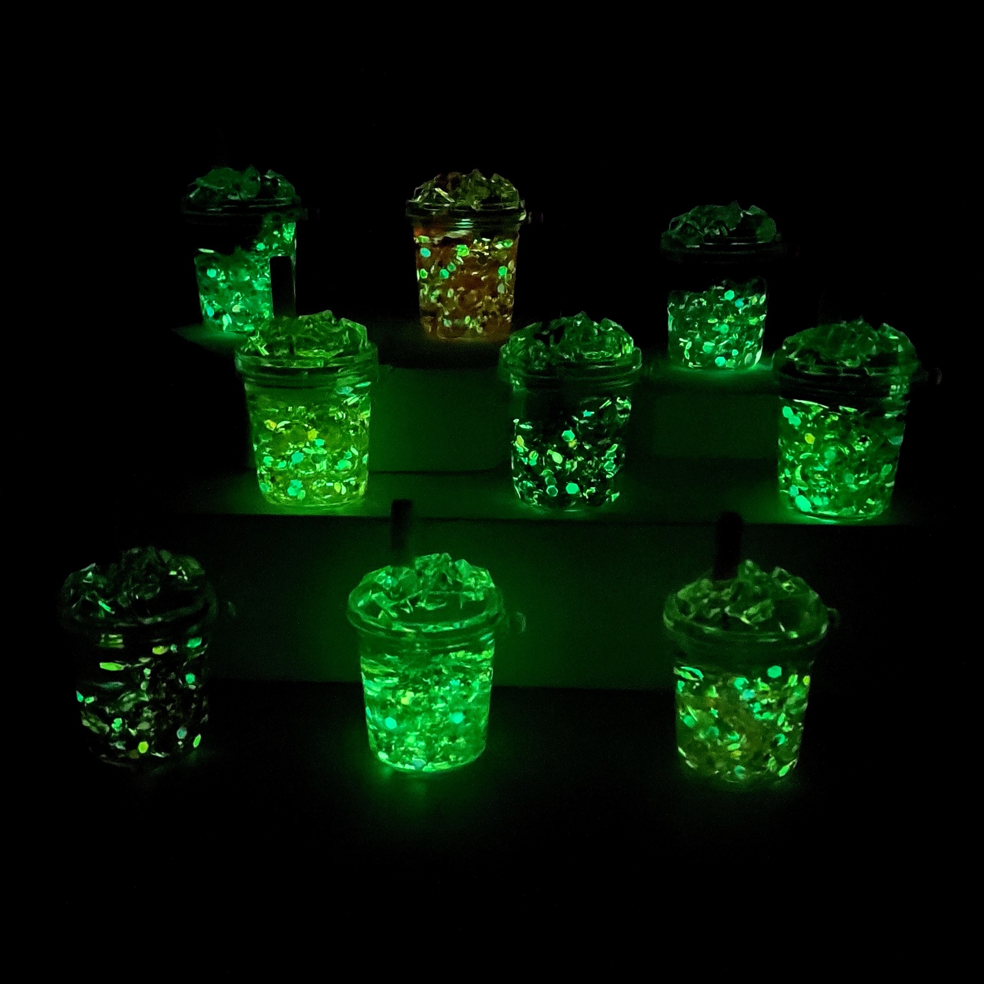 Oil-impregnated acrylic luminous bubble bead message bottle, keychain pendant, creative straw cup, quicksand bottle source manufacturer details Picture