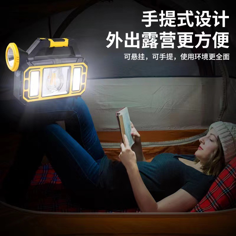 New cross-border solar portable lamp, multi-functional outdoor charging emergency light, searchlight, high-intensity portable flashlight Application Scenario
