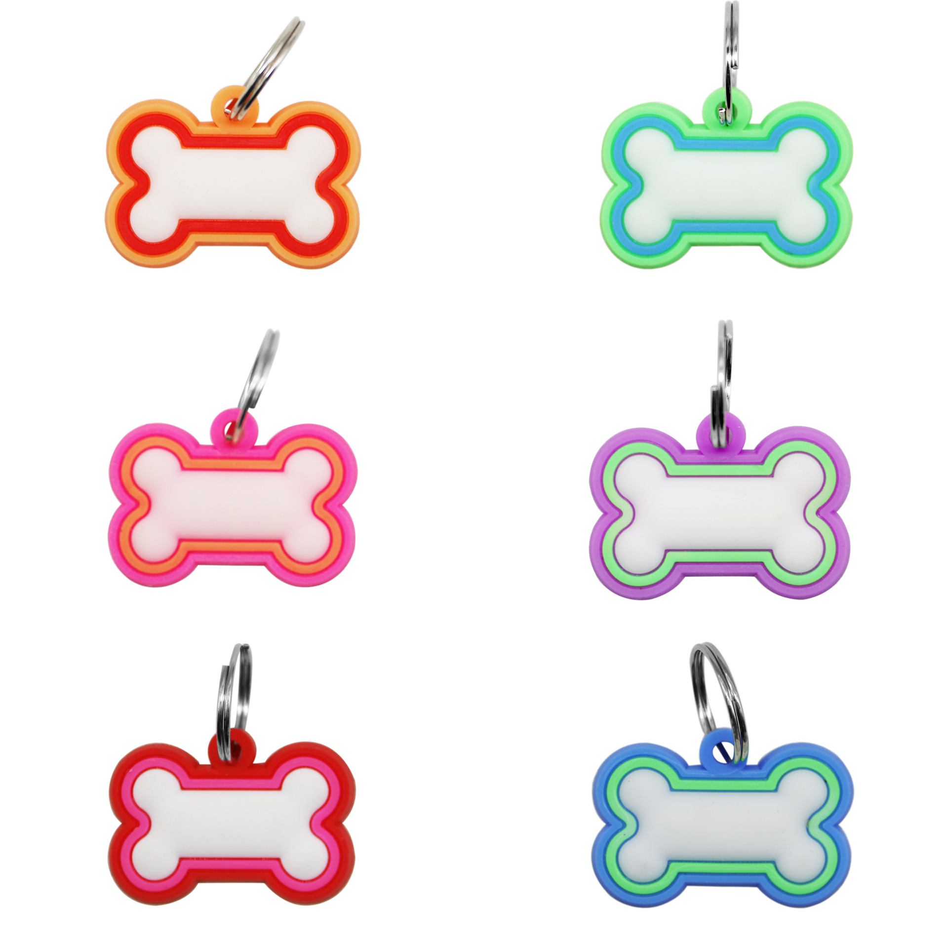 Bone-shaped pet identity tags, cat and dog tags, six-color tags, pet supplies, dog tags, pendants, silicone dog tags