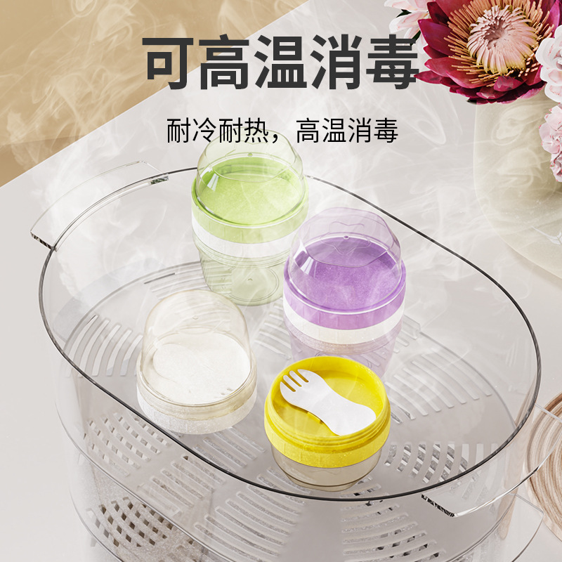 Round storage tanks for complementary foods and snacks, double-layer covered household kitchen sealed tanks, plastic food tanks wholesale Specification image