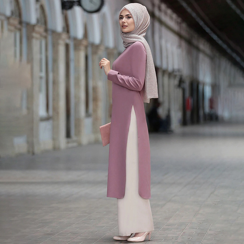 Muslim Women's Abaya Long Muslim Middle East Fashion Hui Evening Dress Set Two-Piece details Picture