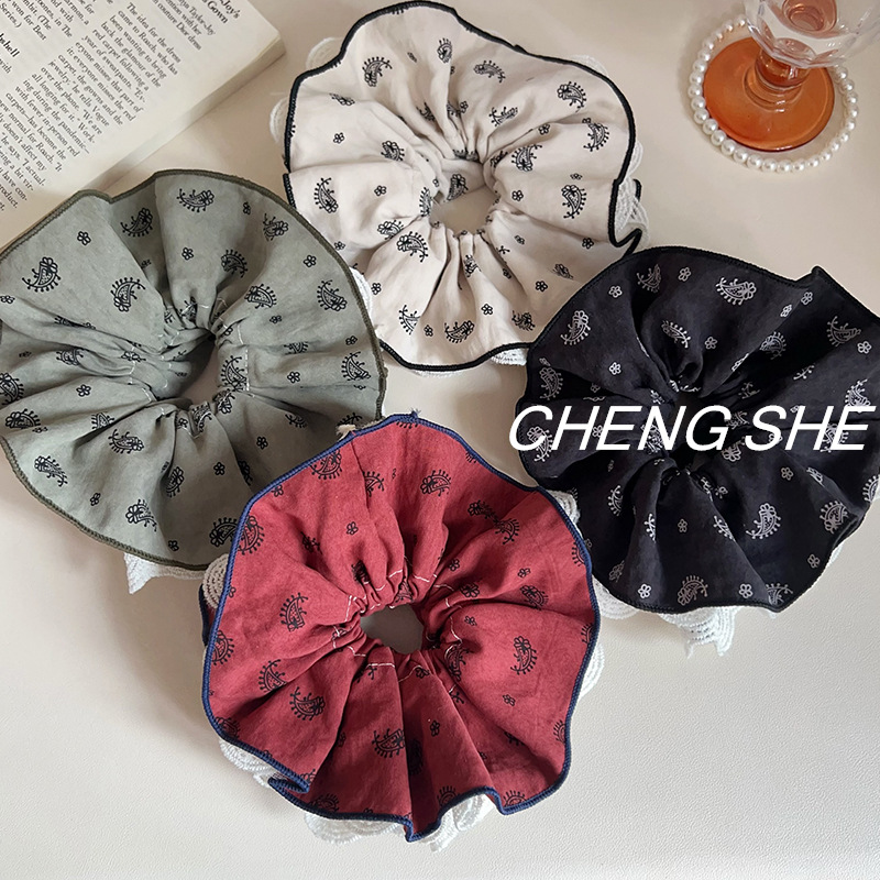 精致碎花大肠发圈气质温柔头花简约低马尾扎发头绳发绳发饰女布艺