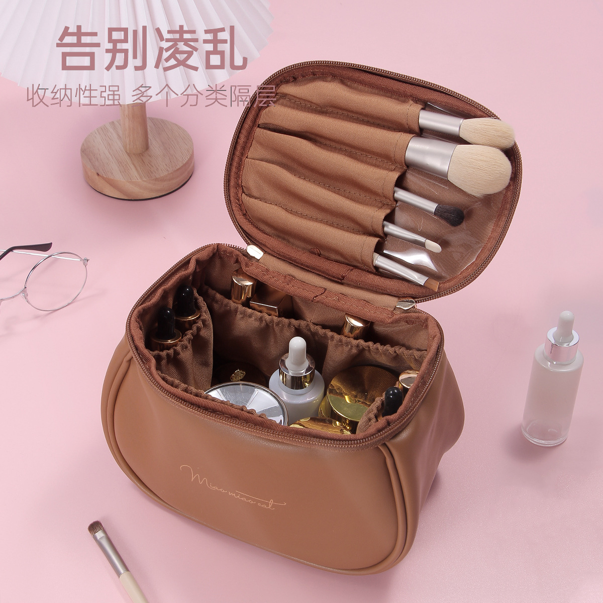 Amazon Factory Women's Makeup Bag Large Capacity Portable Advanced Sense 2023 New Travel Toiletry Bag details Picture