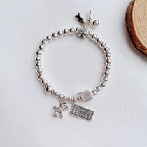 Immediately rich Silver bead bracelet s925 Silver Female personality Pony Coin Fortune transfer bracelet gift