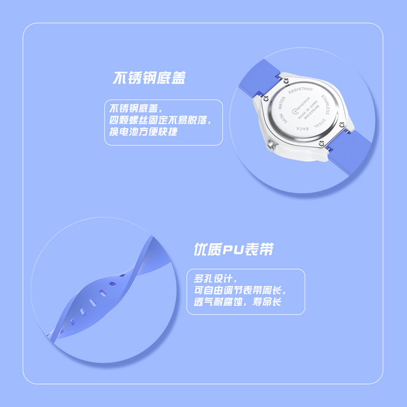 New simple quartz children's watch with high appearance level, swimming water resistance grade, student exam excellent student silent girls' watch wholesale Specification image