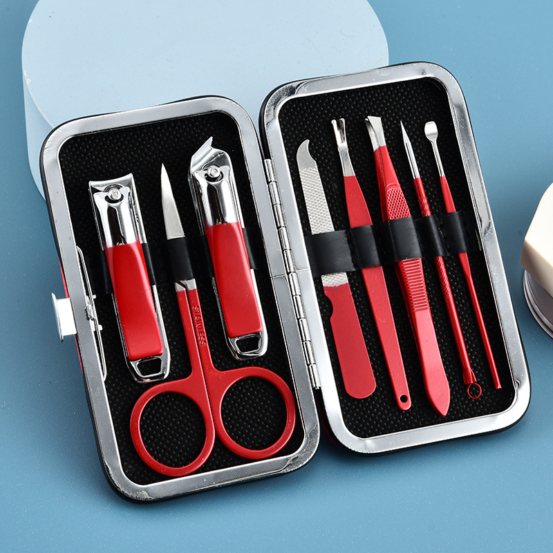 Chinese-style zodiac dragon stainless steel nail clippers set, nail tools, slanted nail pliers, complete set of 8 pieces for nail care details Picture