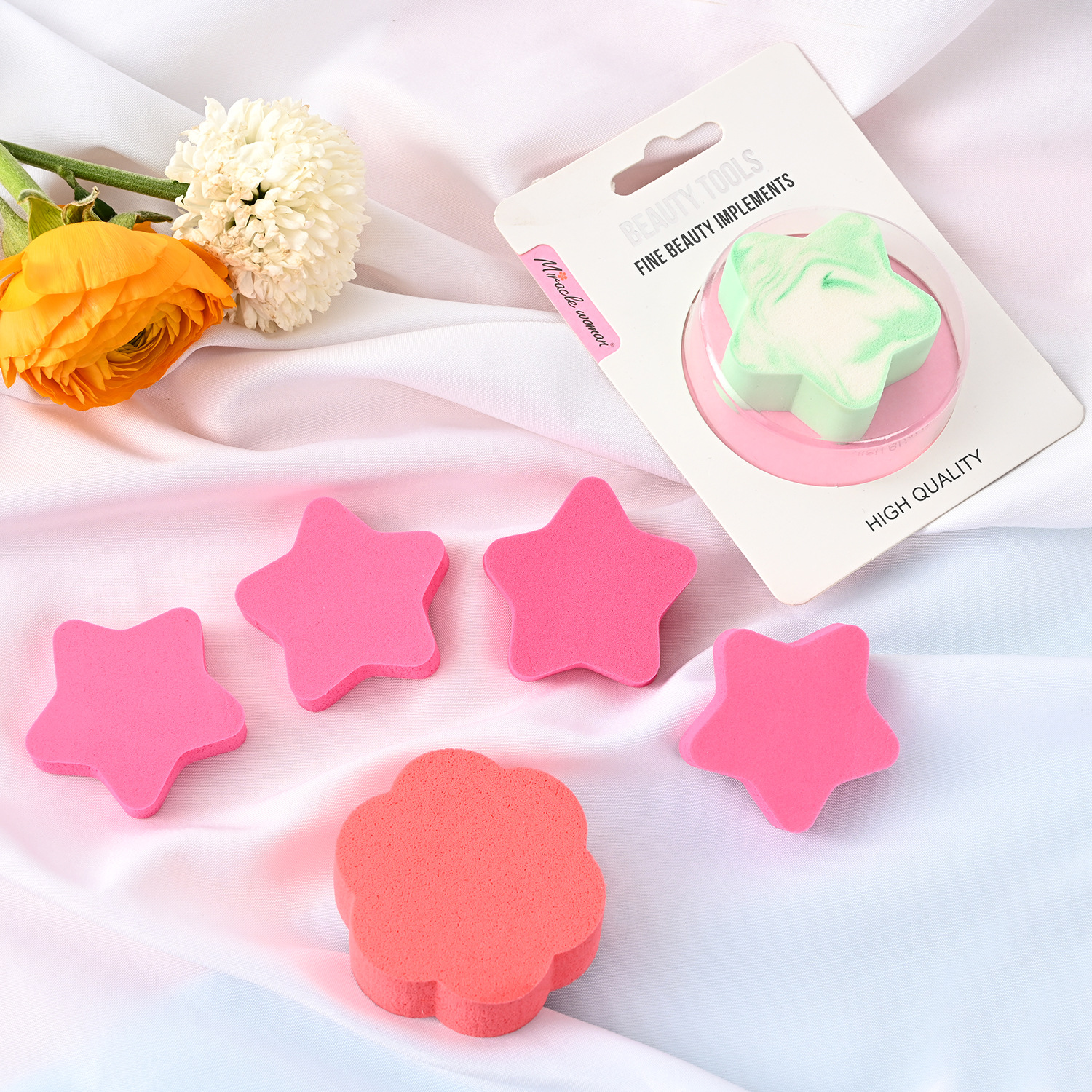 Five-Pointed Star Powder Puff Dry And Wet Dual-Use Non-Latex Makeup Sponge Do Not Eat Powder Studio Makeup Powder Puff Beauty Makeup Supplies details Picture