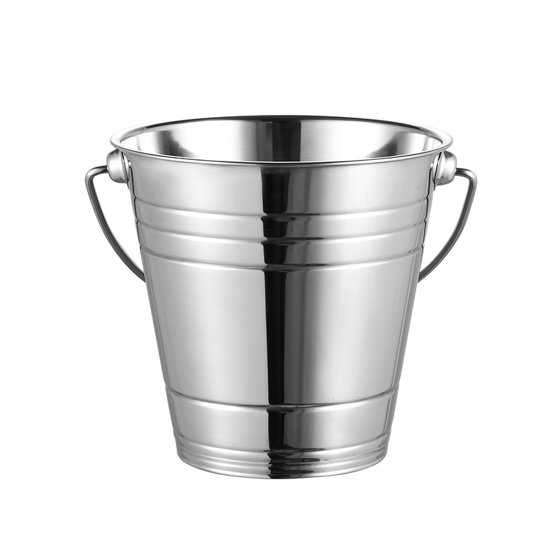 Thickened stainless steel ice bucket, ice granule bucket, KTV and bar ice cube bucket, single-layer double-eared tiger-head red wine, beer and champagne bucket Item Picture