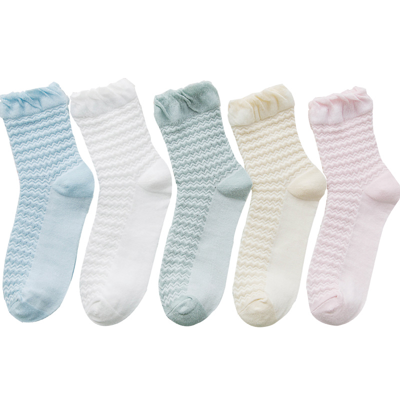 Postpartum socks, spring and summer maternity cotton socks, mid-calf women's socks, solid color thin style, mesh loose opening, non-constricting maternity socks Item Picture