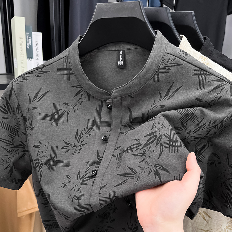 Cross-border cotton and linen shirt men 2025 Summer New style Middle-aged Dad short-sleeved casual floral men's shirt wholesale details Picture