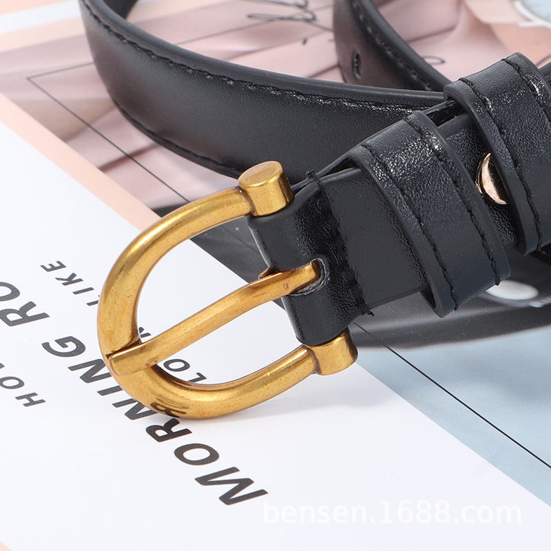 Manufacturers Spot Fine Belt Super Good To Take A Small Black Belt Simple Retro Gold Jeans With Ins Wind Korean Women Application Scenario