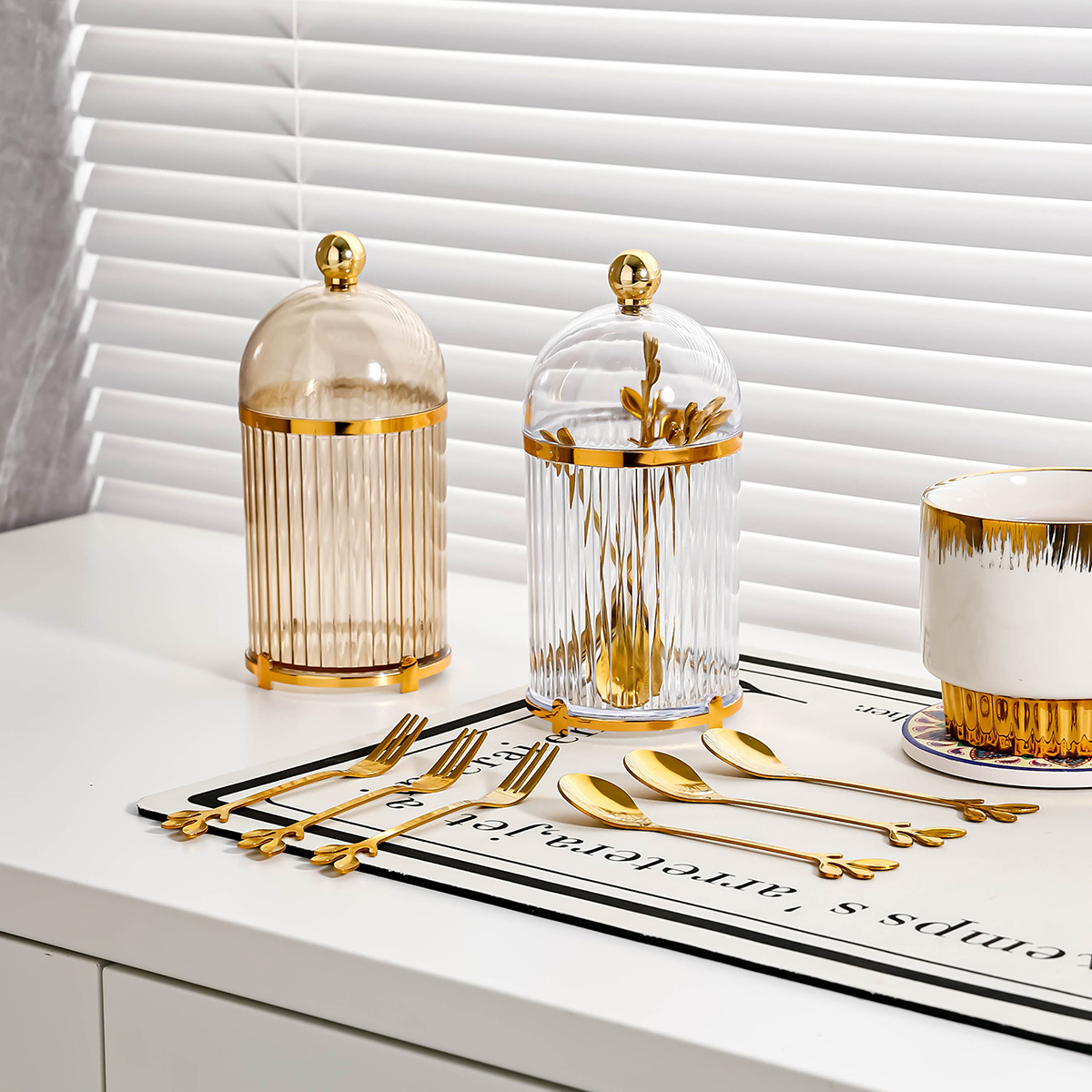 Fork Fruit Fork Light Luxury Household Set Stainless Steel Cake Fork With Jar Small Dish Advanced Fruit Signing Box