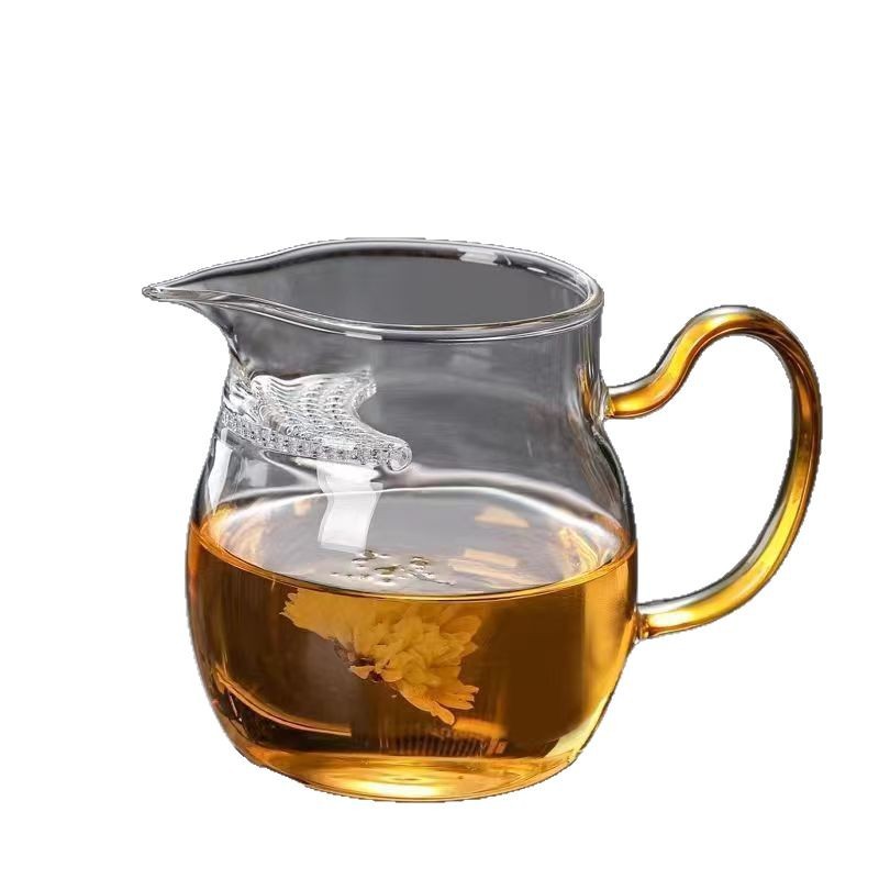 كأس من الزجاج الزجاجي، مصفاة جديدة للشاي من السيليكونية والسمككة، عالية الارتفاع Item Picture