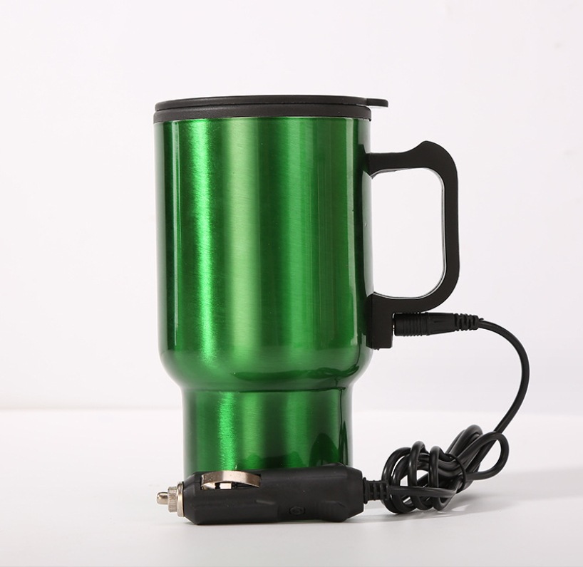 12V inner plastic outer steel car insulated cup, car water boiling cup, car heating cup, electric heating cup, color box set Item Picture