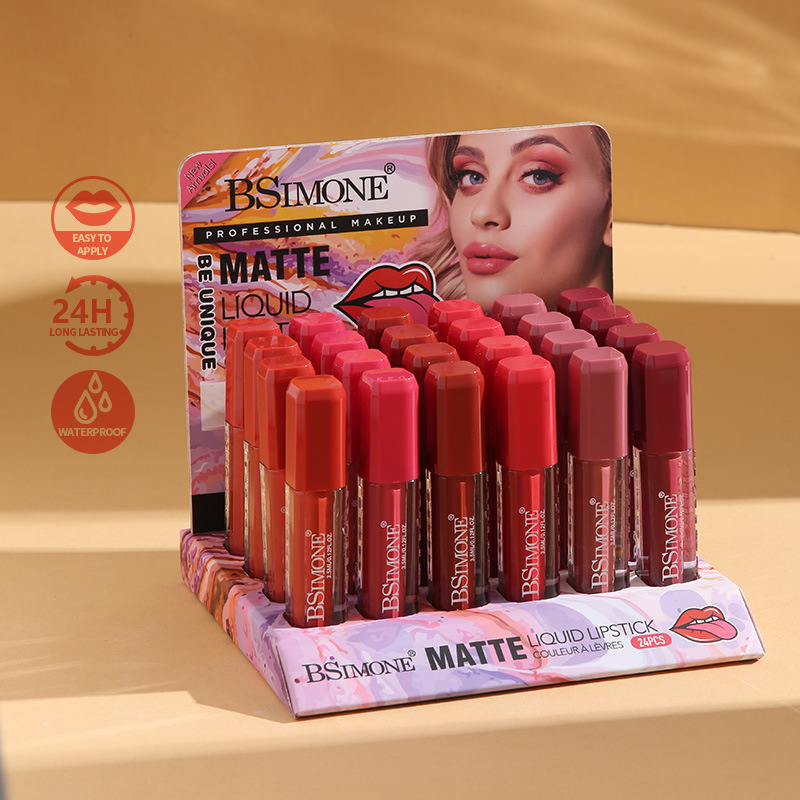 跨境专供展示盒装哑光不沾杯唇釉防水不掉色持久显色显白雾面唇釉详情19