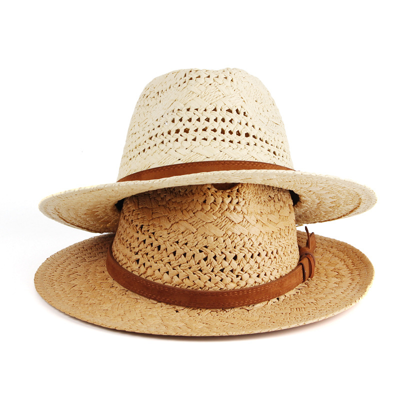 Fashionable British Straw Small Top Hat For Men And Women Couples Summer Travel Travel Visor Hat Outdoor Sungrass Hat details Picture