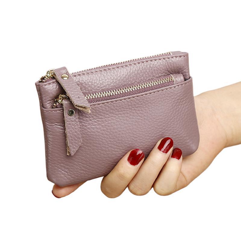 跨境真皮零钱包女迷你牛皮手拿包卡包拉链钥匙扣小钱包硬币收纳袋详情11