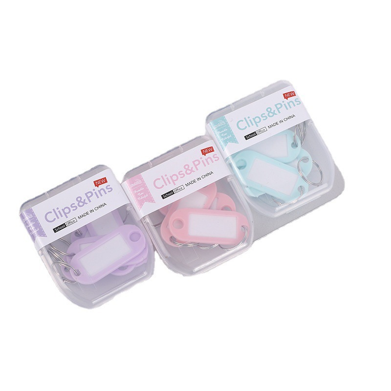 Cross-border special office clip set macaron color caja de plástico pequeño tipo de barco pin en forma de banda de cuero caja de etiqueta clave Item Picture