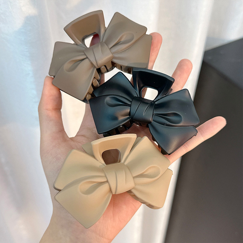 简约纯色后脑勺蝴蝶结发夹女生夏季网红鲨鱼夹子头饰韩版气质发饰