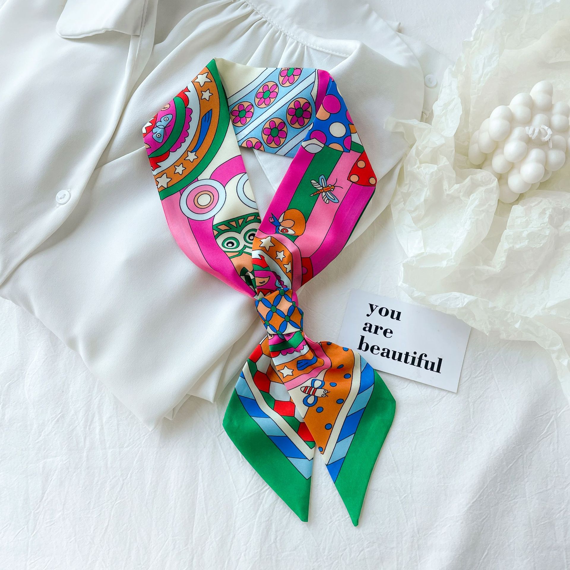 New chain gift box, versatile ribbon, women's hair tie, retro long silk scarf, hair accessory, hair tie, and bag tie wholesale Item Picture
