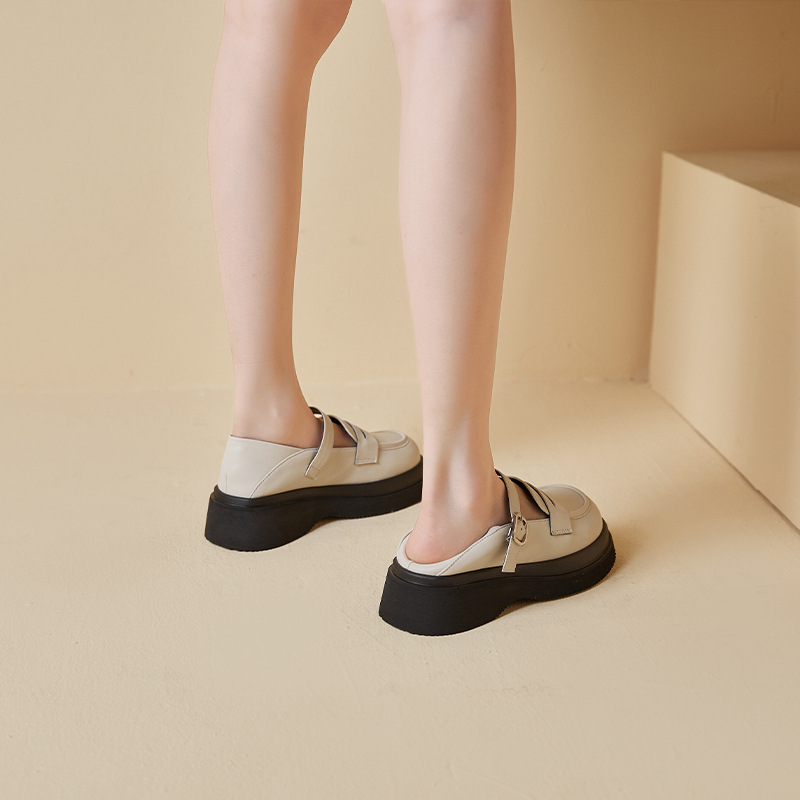 Leather loafers women two wear thick soles 2023 spring new Japanese round head small leather shoes female students all match single shoes Specification drawing