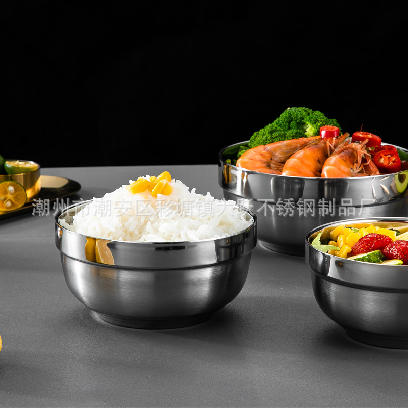 Stainless Steel 304 Insulated Bowl Anti-Hot Restaurant Platinum Bowl Double-Layer Kindergarten Canteen Can Be Engraved Logo Application Scenario