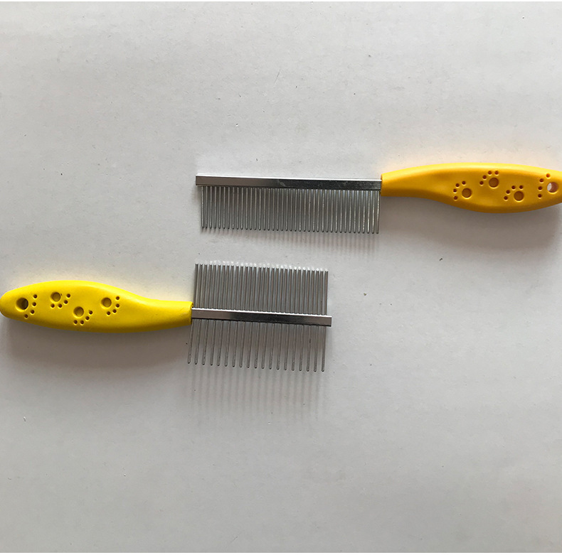 Footprint single-sided pet comb, pet double-sided plastic handle steel comb, single and double row steel comb, pet hairdressing, anti-tangling Item Picture