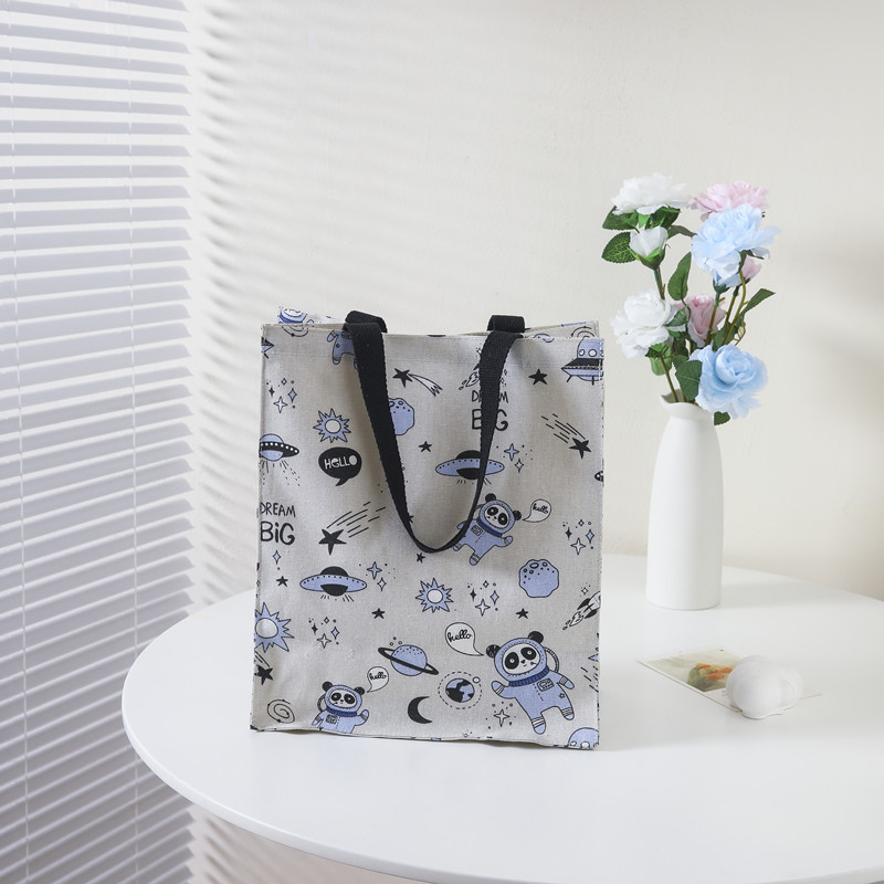 Linen tote bag simple canvas linen cotton linen shopping bag imitation hemp bag gift bag retro fashion storage bag