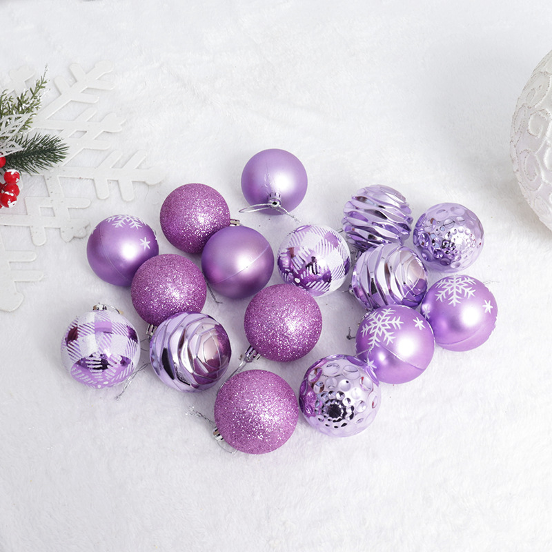 Cross-Border Christmas Decoration Ball 6Cm/16Pcs Electroplated Plastic Painted Special Christmas Ball Set Christmas Tree Pendant details Picture