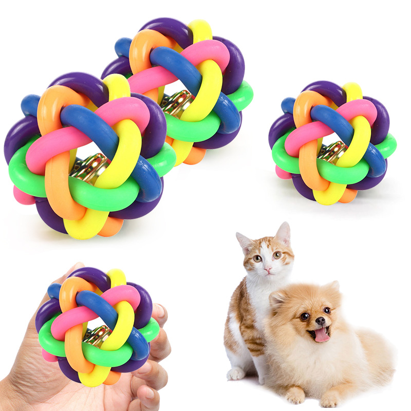 Wholesale of pet toy balls, colorful bell balls, small, medium and large dog toys, rainbow balls and cat toys in stock