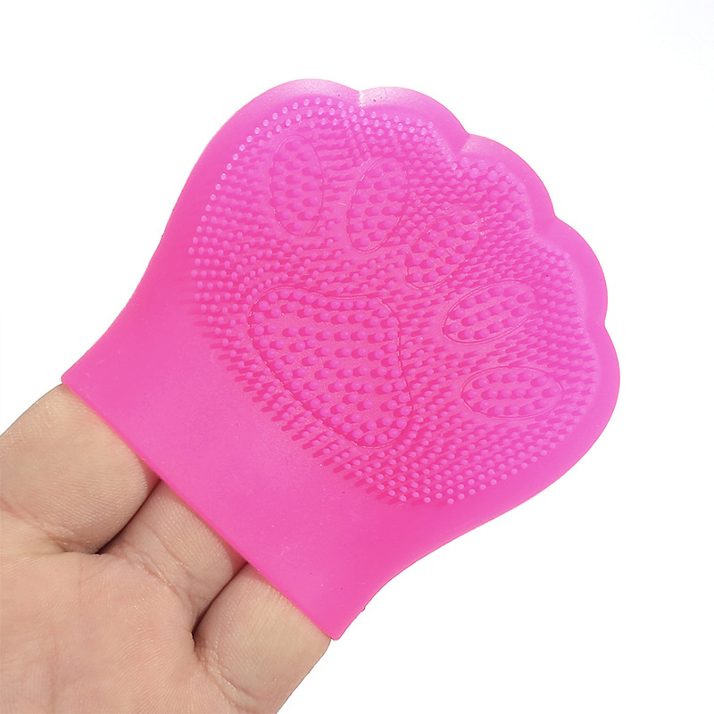 Cat Claw Face Wash Brush Deep Cleansing Exfoliating Double-Sided Silicone Cleanser Baby Bath Brush Rose Red