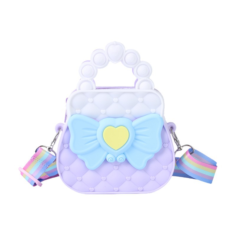 Girls New Princess Handbag Cute Bow Crossbody Bag For Children Little Princess Fashion Single Shoulder Silicone Bag Item Picture