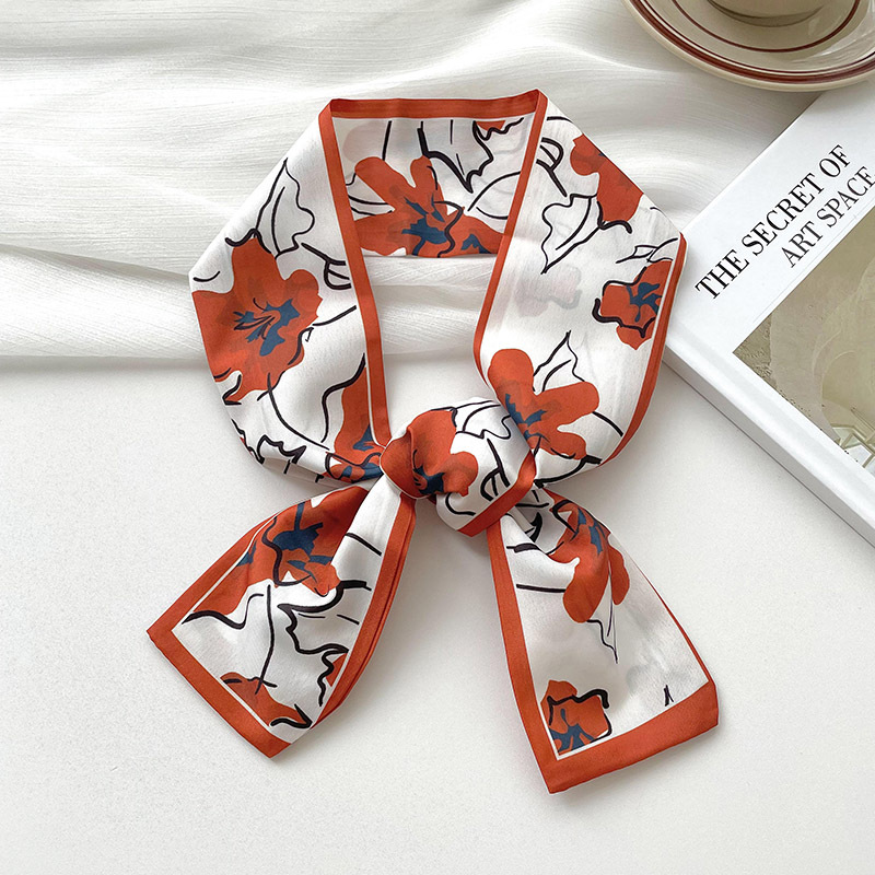 Thin And Narrow Long Small Silk Scarf Female Spring And Summer Multi-Functional Tie Hair Tie Bag Decorative Scarf Headband Streamer Headwear Application Scenario