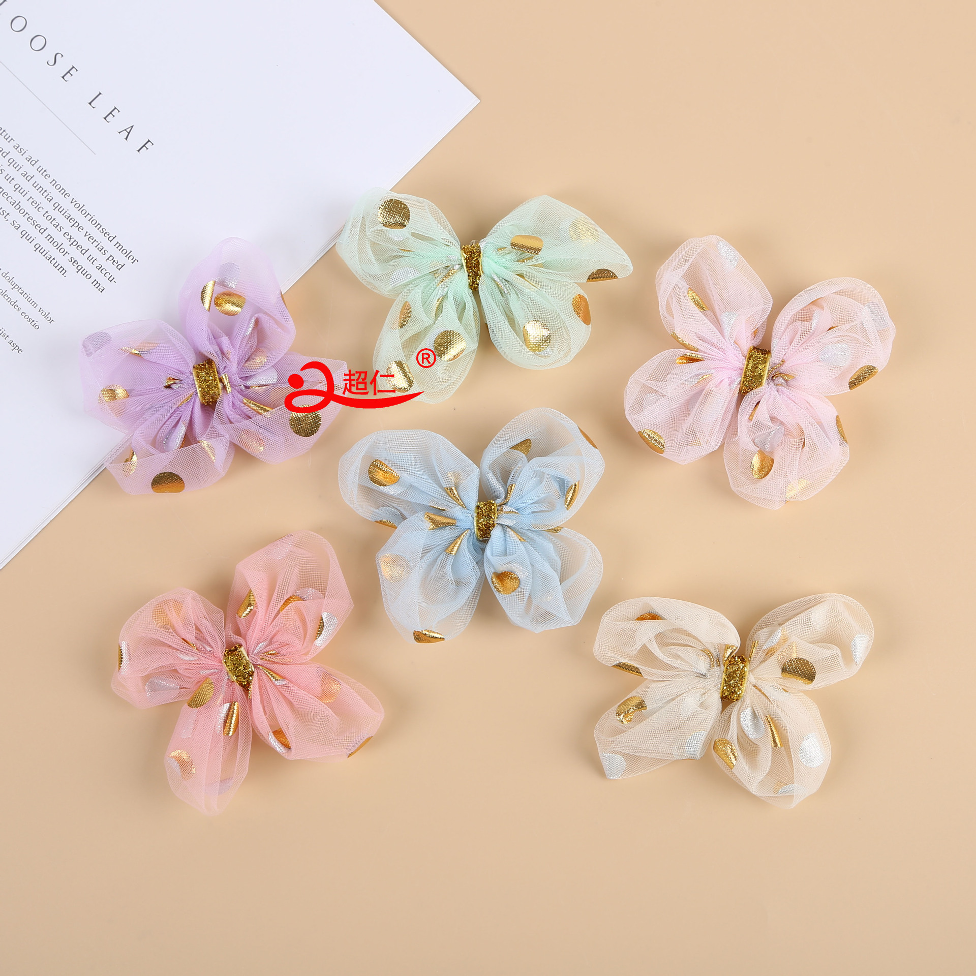 Handmade Bows Japanese And Korean Style Hair Accessories Gift Clothing Accessories Mesh Gold Sequin Bows Can Be Made details Picture