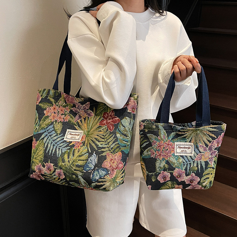 大容量国潮风帆布包包女2025新款通勤托特包女ins大学生上课单肩包详情图3