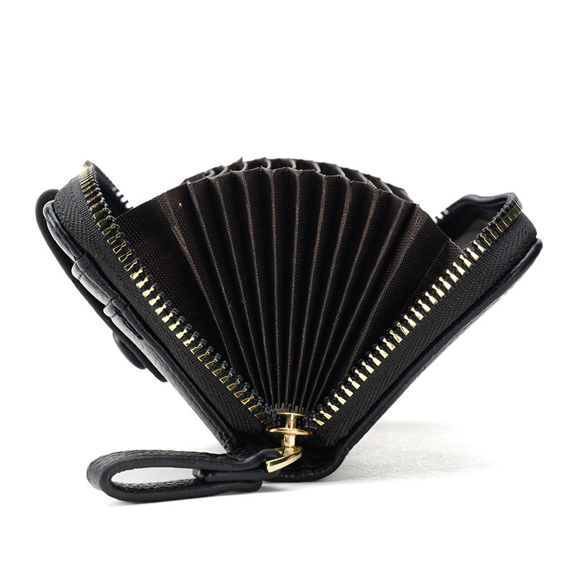 The 2022 new short Korean-style coin purse with lychee pattern, featuring a large capacity and multiple compartments with a zipper Specification image