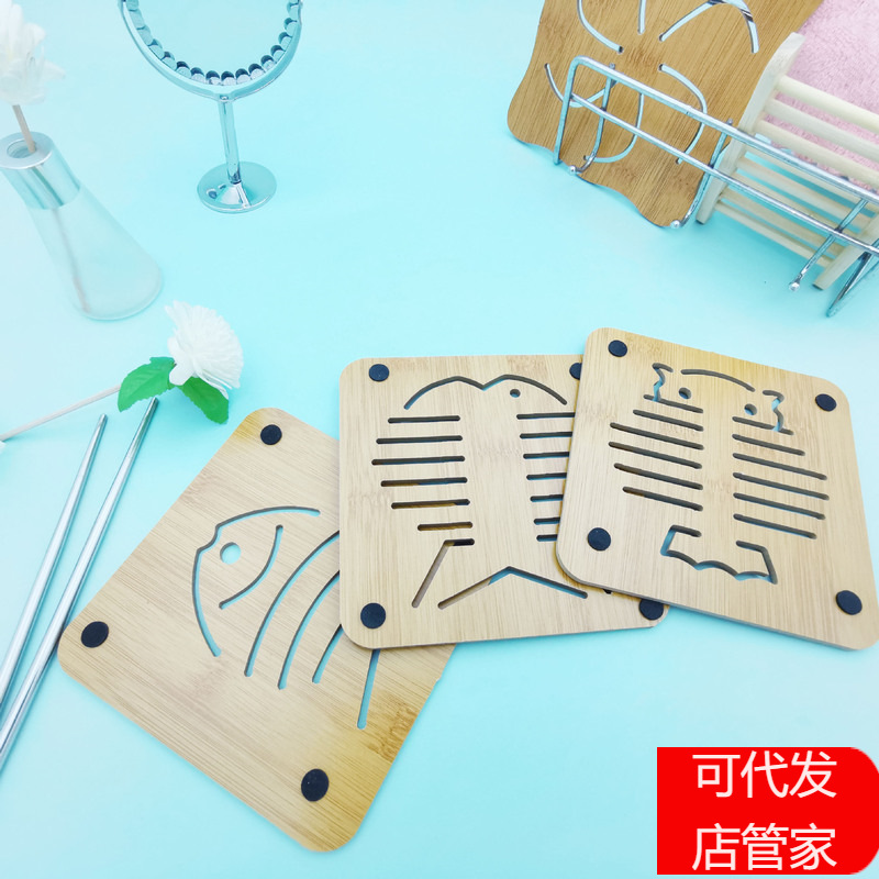 居家木质卡通隔热垫餐桌垫防滑锅垫创意可爱垫子茶杯垫碗垫杯垫国潮