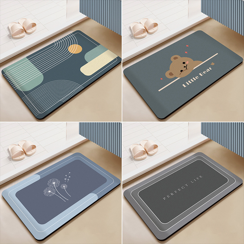 Bathroom household diatom mud quick-drying water-absorbing soft floor mat anti-slip toilet carpet factory direct sales details Picture