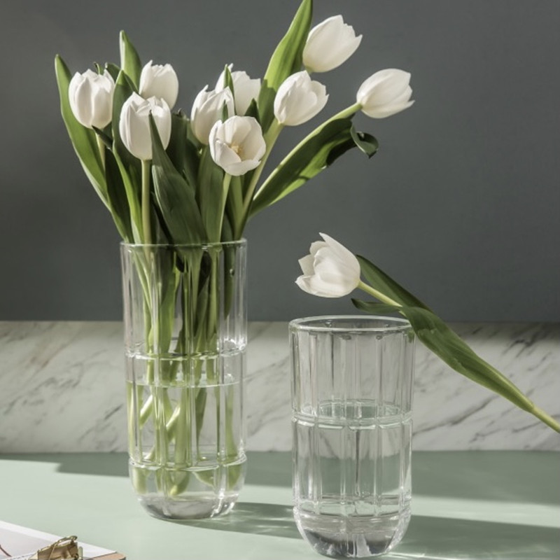 Modern and simple straight crystal vase, hydroponic flower arrangement, glass vase, lucky bamboo and lily flower arrangement, living room ornaments Specification image