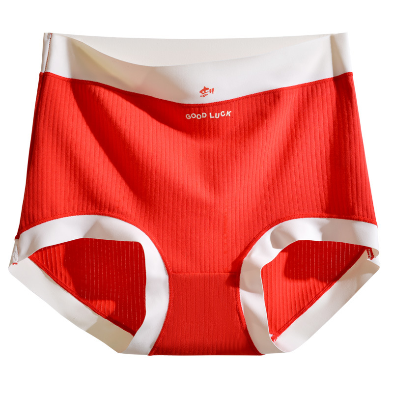 Ladies' red plus-size underwear, high-waisted, belt-cinching, hip-hugging, plump mm, 200 pounds, Year of the Rabbit, pure cotton crotch breathable triangle pants Item Picture