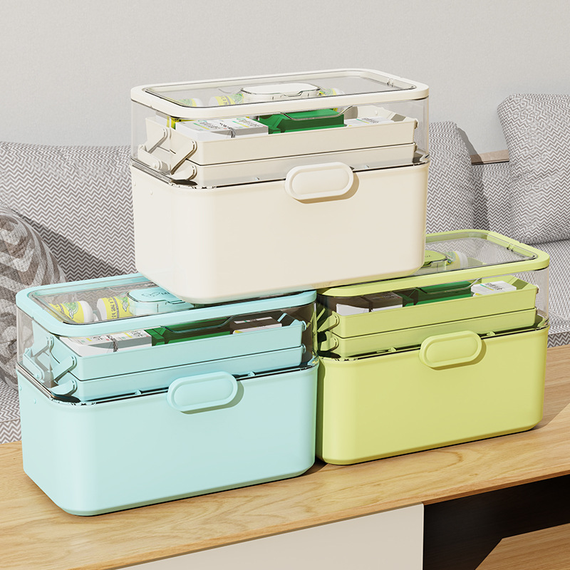 Medicine Box Family Medicine Box Household Large Capacity Children's Medicine Multi-Layer Medical Storage Box First Aid Kit Small Medicine Box Specification drawing