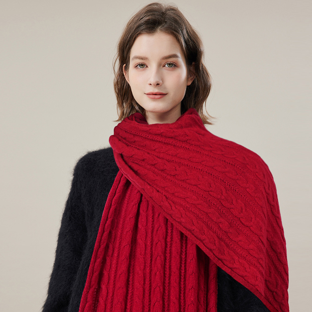 De Rong self-heating scarf, a versatile and warm shawl for women in winter, a knitted scarf, a couple's soft and long woolen scarf details Picture