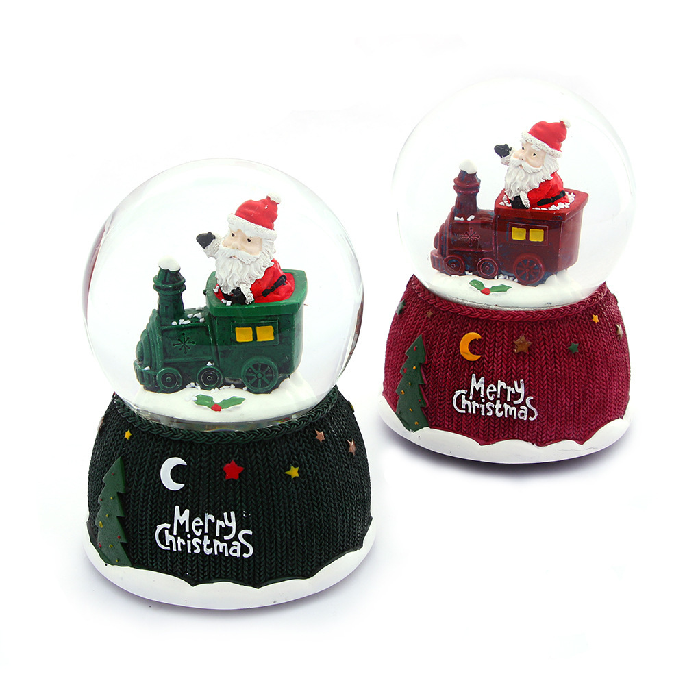 Export 100 Large Santa Claus With Lights Music Box Crystal Ball Christmas Gift Music Box Decoration details Picture