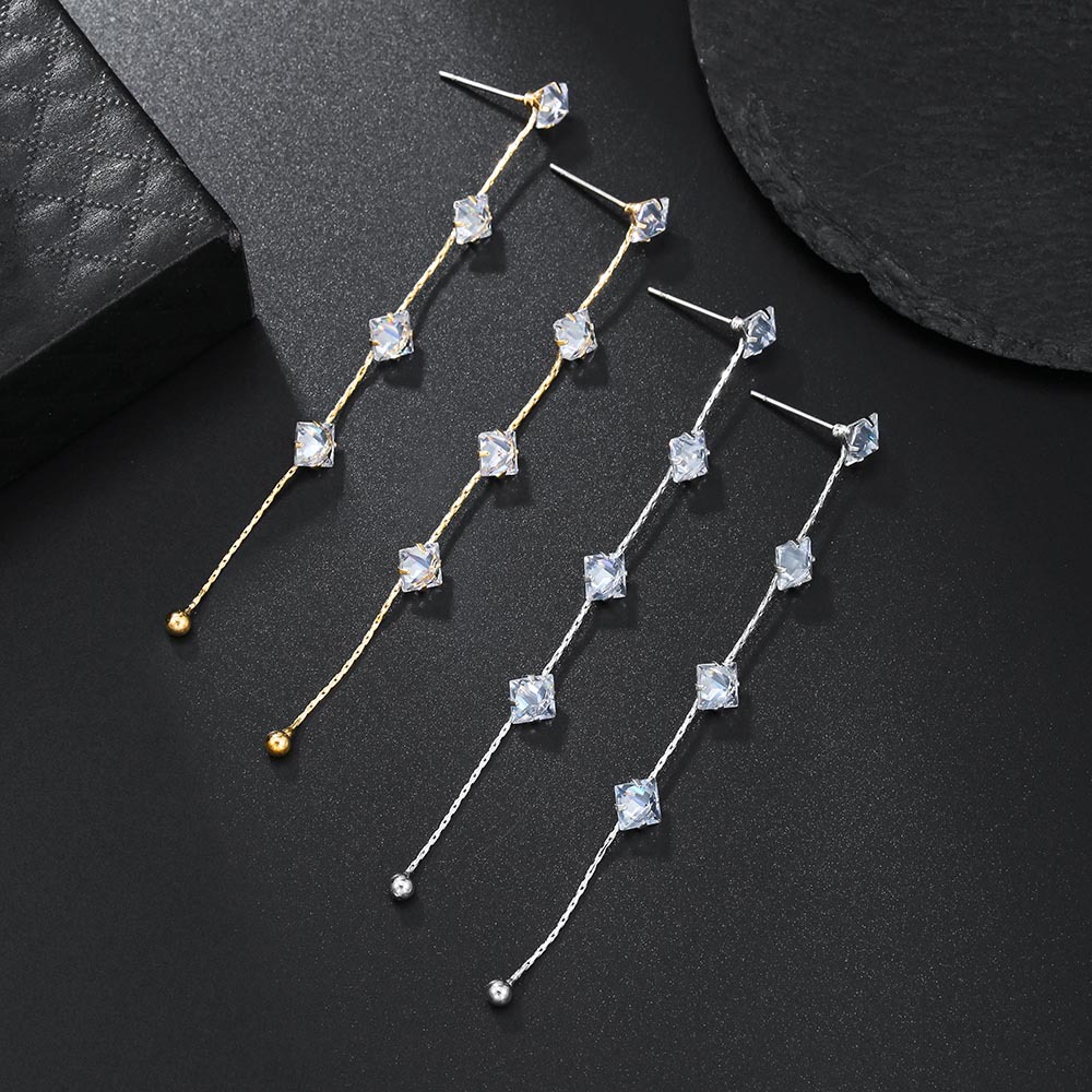 diy water diamond claw chain, welded earrings, tassel accessories, earrings, versatile heart-shaped round five-pointed star ear strings wholesale Specification image