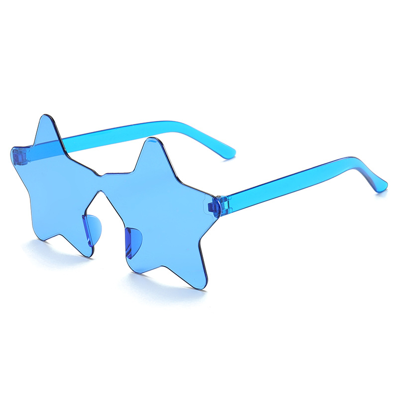New personalized candy-colored frameless star sunglasses, funny five-pointed star one-piece sunglasses for parties and gatherings Application Scenario