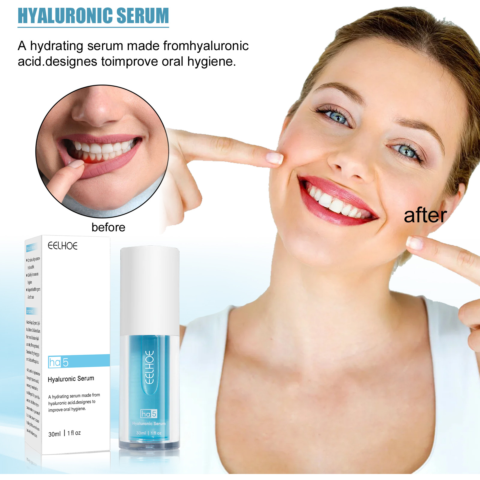 EELHOE HA5透明质酸牙膏 口腔清洁清新口气亮白牙齿牙龈护理牙膏详情图4